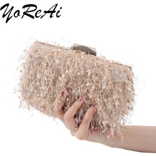 YoReAi Summer Bags For Women Handmade Tassel Bags 2021 Party Dinner Bag Woven Handbags Vacation Shoulder Crossbody Pack Clutch