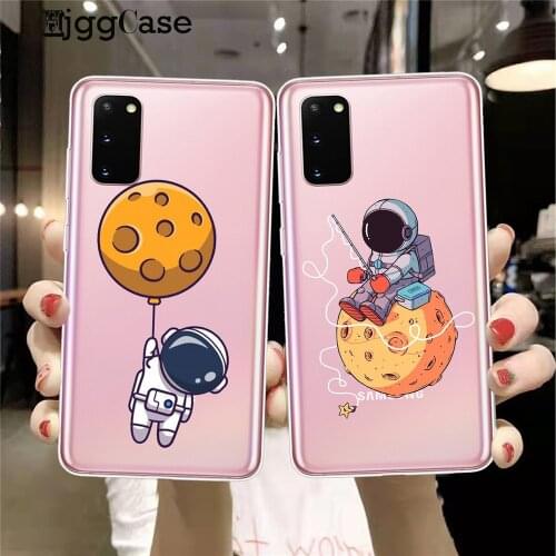 Funny Cartoon Astronaut Phone Case For Samsung S21 S8 S9 S10 S20 Plus FE Note 10 20 Ultra Lite Pro TPU Soft back Cover Fundas