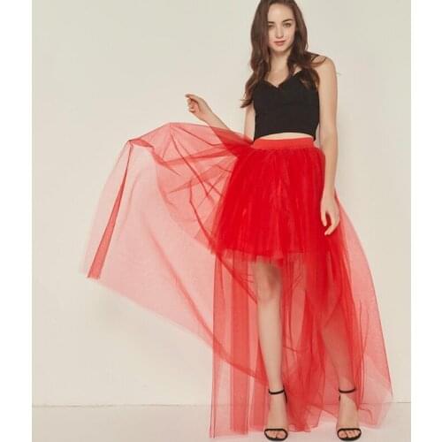 Tutu Skirt Women Mesh Midi Skirt Irregular Perspective Tulle Skirts Casual Gauze Swallowtail Skirt