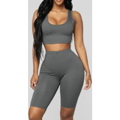 Women Two Piece Yoga Set Outfits Crop Tops and Biker Shorts Summer Matching Sets Gym Fitness Sportwear Suit Clothes