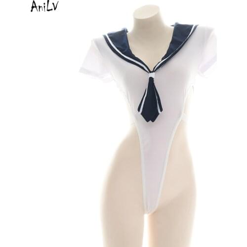 AniLV Japanese Student Girl Sailor Bodysuit Swimsuit Costume Anime School one-piece Swimwear Uniform Pool Party Cosplay