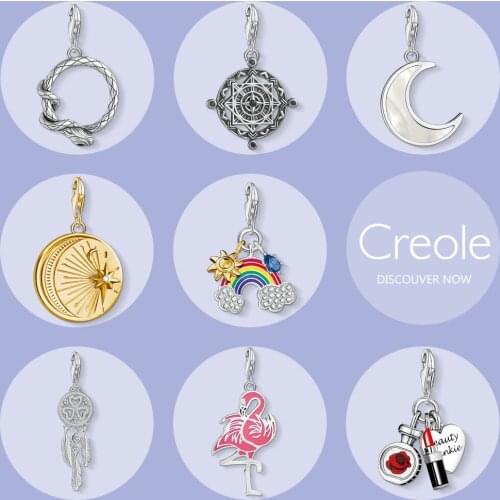 Snake Vintage Compass Disc Moon Star Rainbow Dream Catcher Flamingo Beauty Charm Pendant,2019 Jewelry 925 Sterling Silver Gift