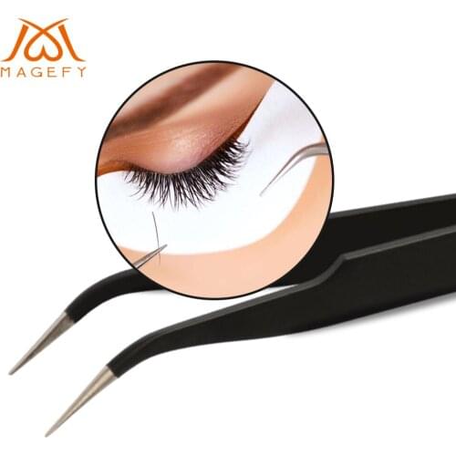 1pcs New Stainless Steel Industrial Anti-static Eyelashes Tweezers & Nail Art watchmaker Repair Makeup Tools Excellent Quality
