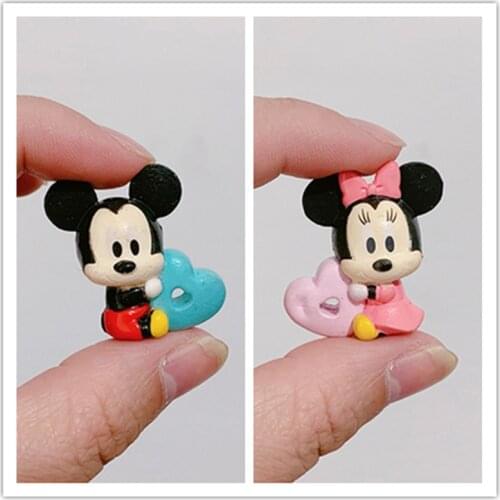 12PCS 3CM Exquisite workmanship small size Disney Mickey Minnie with love ornaments