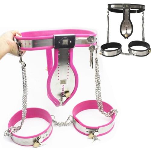 3in1 Stainless Steel Male Chastity Belts Male Chastity Cock Cage Thigh Ring Penis Ring Catheter Chastity Pants for Men G7-4-25