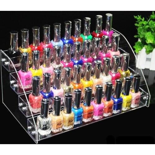 4 Tiers Clear Makeup Cosmetic Acrylic Organizer Lipstick Jewelry Display Stand Holder Nail Polish Rack 31*18*14cm