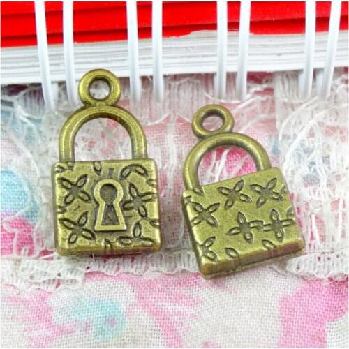40pcs 18*10MM Vintage Lock Pendants Charm For Jewelry Making Antique Bronze Color Lock Pendants Charm Lock