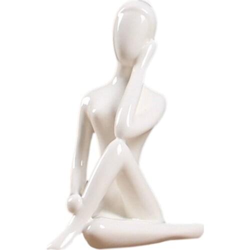 Abstract Art Ceramic Yoga Poses Figurine Porcelain Yoga Lady Figure Statue Home Yoga Studio Decor Ornament #4 CNIM Hot
