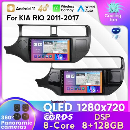 2DIN 4G LTE Android 11 Car Radio Multimedia Video Player For KIA RIO 2011-2015 2015-2017 GPS Navigation Support AUTO Carplay BT