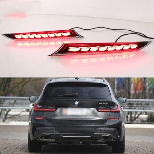 Car LED Bumper Lights For BMW G20 G28 330i 340i M340d Multifunction Rear Dynamic Turn Signal Reflector 12V ABS Brake Fog Lamps