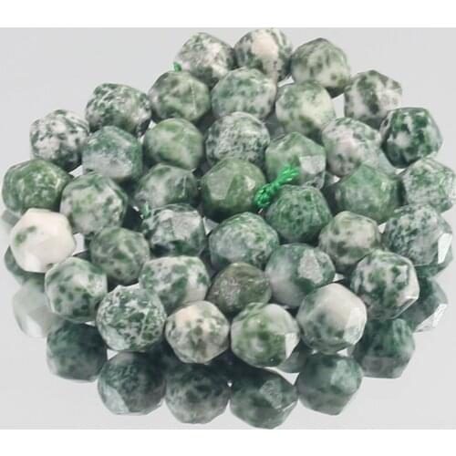 AAA Natural Faceted Green Spot Jaspers Stone Bead for Jewelry Making DIY Bracelet Necklace Loose Spacer Beads 6/8/10m m 15" Inch