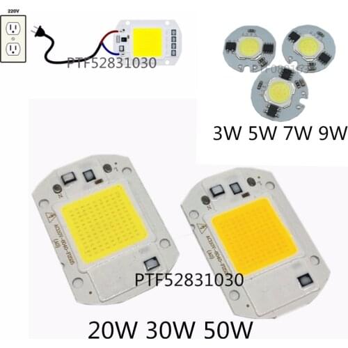 Power CoB Led Lamp Chip 3W 5W 7W 9W 20W 30W 50W Light Bulb 220V IP65 Smart IC White Warm White For LED Spotlight Floodlight