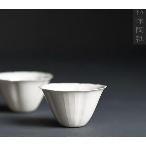 ★of the jingdezhen pure hand-carved cup sweet white glaze flower petals ling sample tea cup thin body porcelain cup