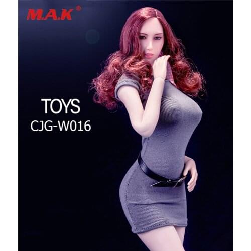 CJG-W016 1/6 Female Clothes Dress & Belt & Scarf Office Lady Clothes Women Clothing Accesories For 12" TBLeague Seamless Body