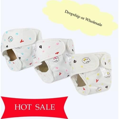 Baby Diaper Cotton Cloth Diapers Reusable Infant cartoon printed waterproof diapers Adjustable Size Breathable Diaper dropship