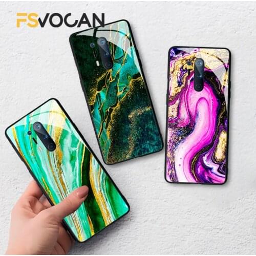 Geometric Marble Silicone Rubber Case For OnePlus 7 8 7T Pro Green Purple Red Colorful Phone Cover Luxury Silicone Glossy Coque