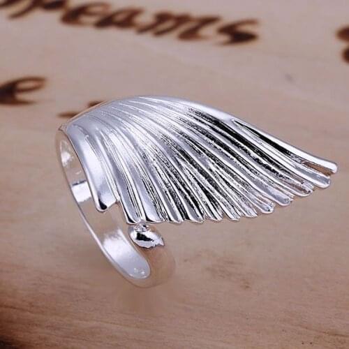 Hot Sale Lovely Silver Color Charm Finger Rings For Women Fashion Jewelry Charms Fashion Angle Wing Ring /bfvajxca