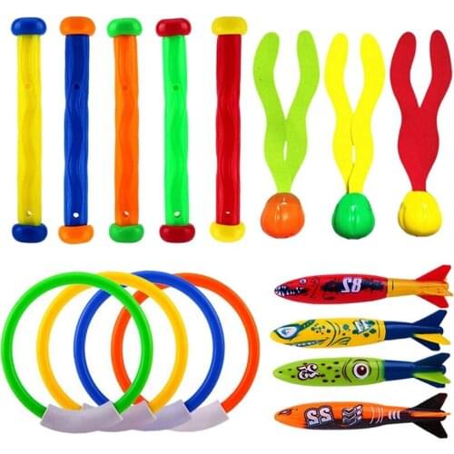 Diving Toys Underwater Sinking Swimming Pool Toy, Diving Rings & Sticks, Torpedoes, Water Grass, Dive Training Gift for Kids