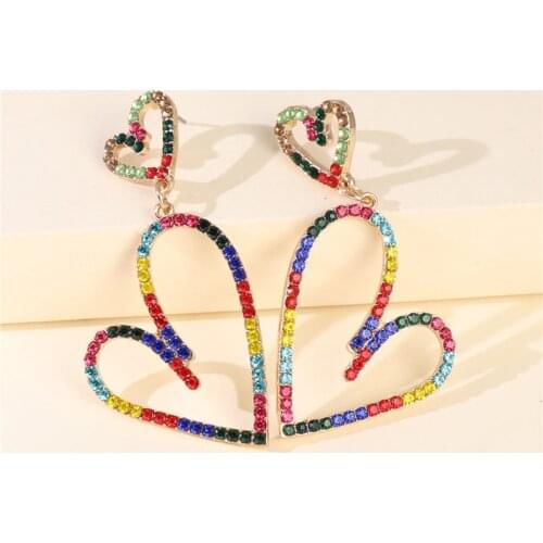 JURAN Glass Rhinestone Dangle Earrings Simple Elegant Sweet Love Heart Earring Boho Dangle Earring For Women Bijoux