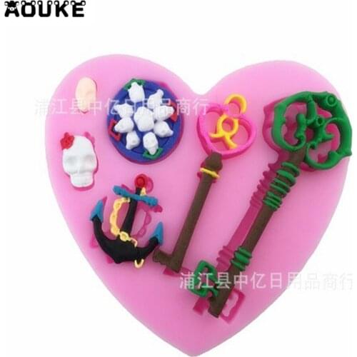 Key Skull Anchor Rudder Shape Fondant Cake Silicone Mold Chocolate Mould Cake Decoration DIY Baking Tools Biscuits Candy Molds