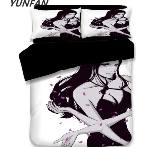 3D Cartoon bedding sets Nico Robin beautiful duvet cover sets twin single double king size pillowcase white black bedclothes