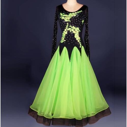 Ballroom dance costume sexy senior long sleeves diamond ballroom dance dress for women ballroom dance competition dresses