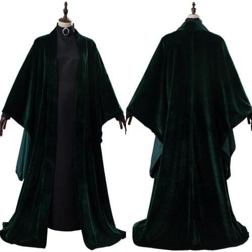 Professor Minerva McGonagall Cosplay Costume Dress Cape Velvet full set Women Halloween Adult Carnival Costume