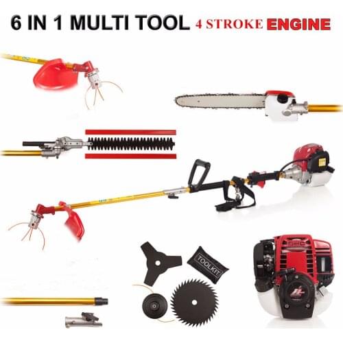 GX35 MOWER 6 in 1 Multi tool Brush cutter 4 stroke Petrol strimmer Grass cutter Tree Pruner hedge trimmer