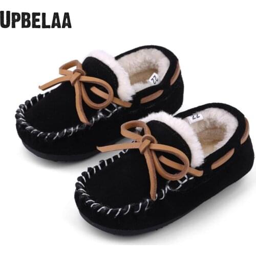 New Kids Shoes Winter Warm Cowhide Children Peas Shoes Leopard Tassel Baby Girl Casual Loafers Genuine Leather Boys Sneaker Flat