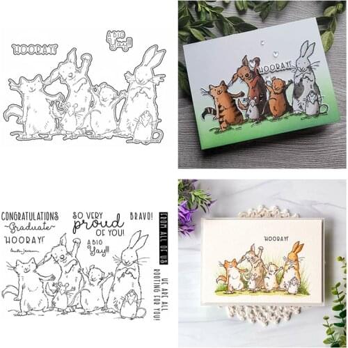 A Big Yay Cat Rat Rabbit Groundhog Metal Cutting Dies Matching Clear Stamp DIY Scrapbooking Crafts Card Photo Making New Supplie