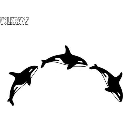 Volkrays Fashion Car Sticker Orcinus Orca Motorcycle Accessories Reflective Waterproof Funny Vinyl Decal Black/Silver,7cm*14cm