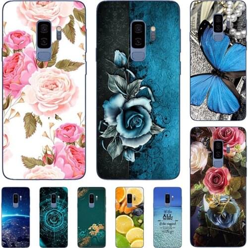 Fashion Flower Case For Samsung Galaxy S9 S 9 G960F S9 Plus S965 S9Plus S9+ Cover Soft Silicone Cat Printing Capa Back Coque