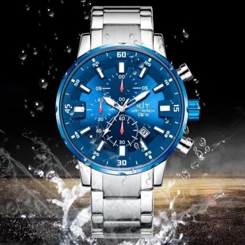 KAT-WACH Simple New Waterproof Six-Hand Three-Eye Man Watch Steel Band Calendar Quartz Sports Men Watches 3101 Relogio