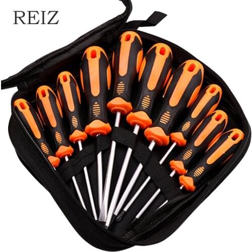REIZ Precision Screwdriver Set 3-6mm Magnetic Slotted Phillips Bits Double-Color Insulated Handle For Household Hand Tool Kits