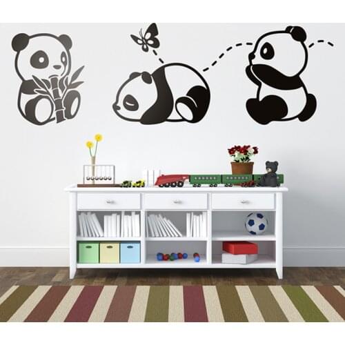 Stickers The Cute 3 Pandas Vinyl Wall Art Decor Mural Decal Wallpaper Living Room Home Decor Poster Kids Room House Decoration