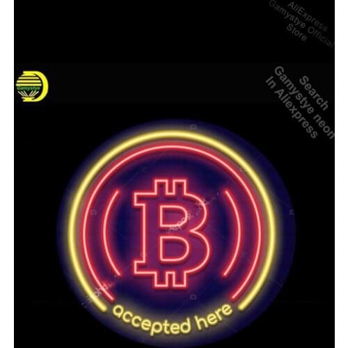 Neon sign here accept Bitcoin Money Neon Light Sign Neon Light Custom Enseign Lumineuse Bar Polis Signage Shop Neon Window Light