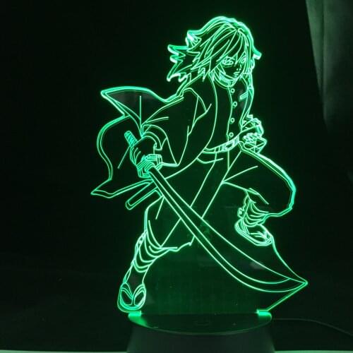 Kimetsu No Yaiba Giyu Tomioka Light 3D Night light Anime for Bedroom Decor Child Kids Birthday Gift Manga Gadget Giyuu Lamp