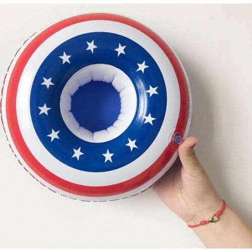 New Mini American USA Flag Bald Eagle Shape Inflatable Swimming Pool Drink Cup Stand Holder Float Toy For Beverage Beer Bottle