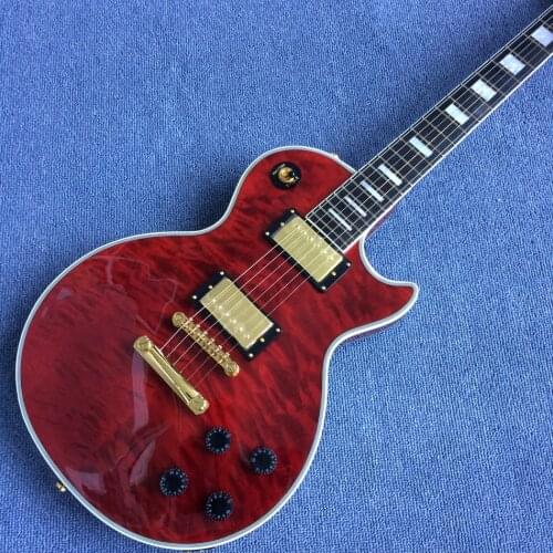 OEM 6-string electric guitar, Ebony fingerboard,frets binding Wine color quilte maple Flame Maple top, free shipping