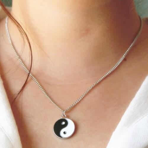 NK2036 New Fashion Resin Black White Tai Chi Bagua Pendant Necklace for Women Statement Chain Necklace Jewelry Gift Bijoux