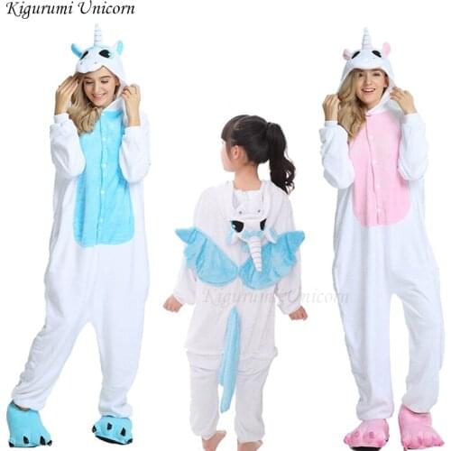Kigurumi Unicorn Pajamas For Girls Boys Adults Animal Pijamas Sets Sleepwear Winter Stitch Women Onesie Pyjamas Kids