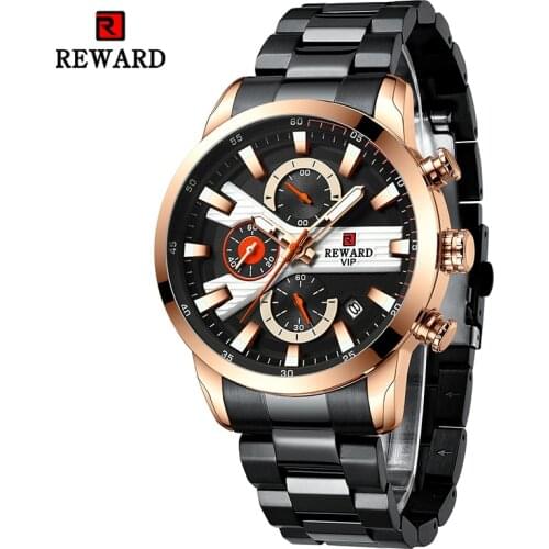Reward VIP Fashion Men Wristwatches Business Stainless Steel Quartz Watches Luminous Chronograph Timepieces Wrist Watch for Man