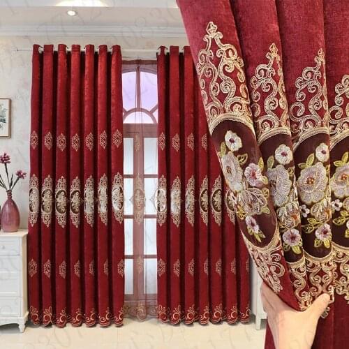 Cleon Luxury High-end Chenille Embroidered Curtains for Living Room Bedroom Nordic Garden Wedding Room Curtain Tulle Custom Home
