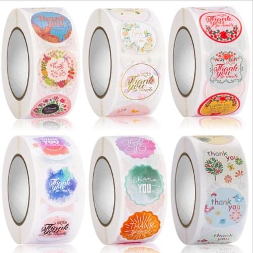 Wedding Gift Box 500Pcs Round Labels Kraft Paper Thank You Sticker Bag Flower Gift Box Cake Boxes Christmas Halloween Stickers