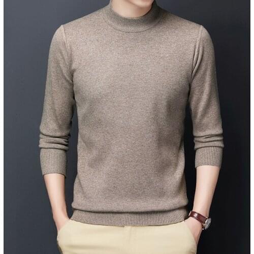 HCXY brand mens sweater solid color bottoming shirt autumn and winter business casual pullover men