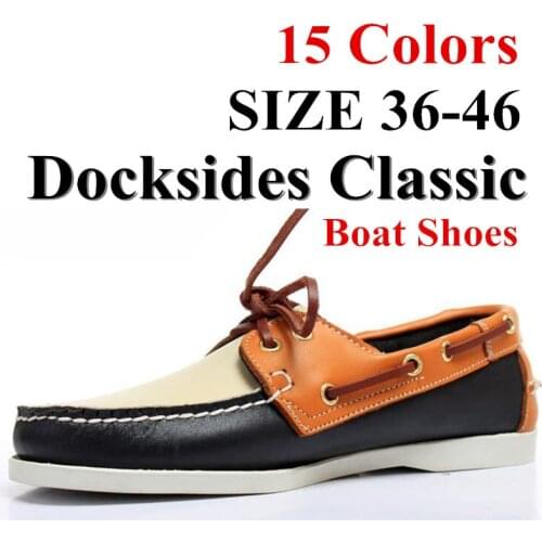Plus Size 36-46 Men Genuine Leather Shoes,Fashion Docksides Classic Boat Shoe,Brand Design Flats Loafers For Men Women A005