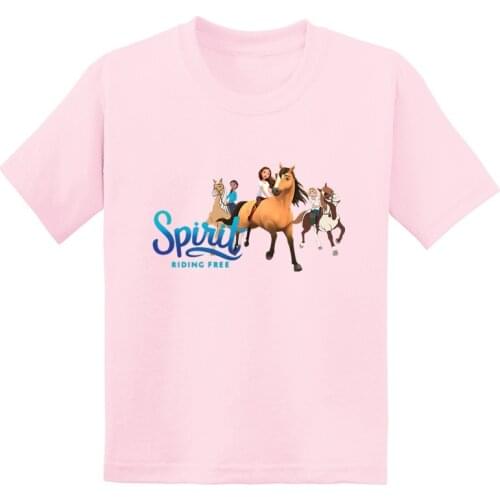 Lucky & Mustang Spirit Horse Cartoon Funny Girls T Shirt Cute Kids Clothes Baby Boys Summer Tees Short Sleeve Children T-Shirts