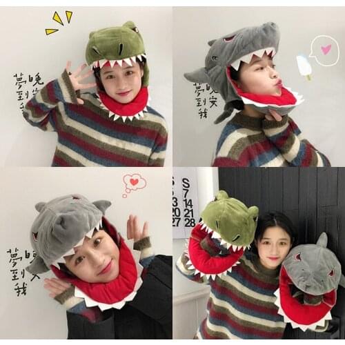 Japanese Cartoon Plush Prime Shoot Props Cap Girl Cute Shark Dinosaur Headset Hat