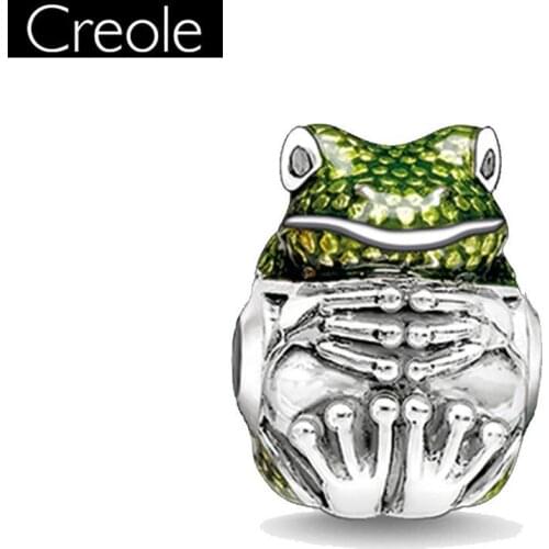 Bead Green Frog Prince, Europe Style Silver Crimp Jewelry Findings Component For Women Men Gift Fit Karma Bracelet Necklace