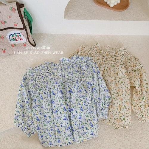 2021 korean style girls printed shirt fashion autumn full sleeve girls blouse kids clothes 2-8 years